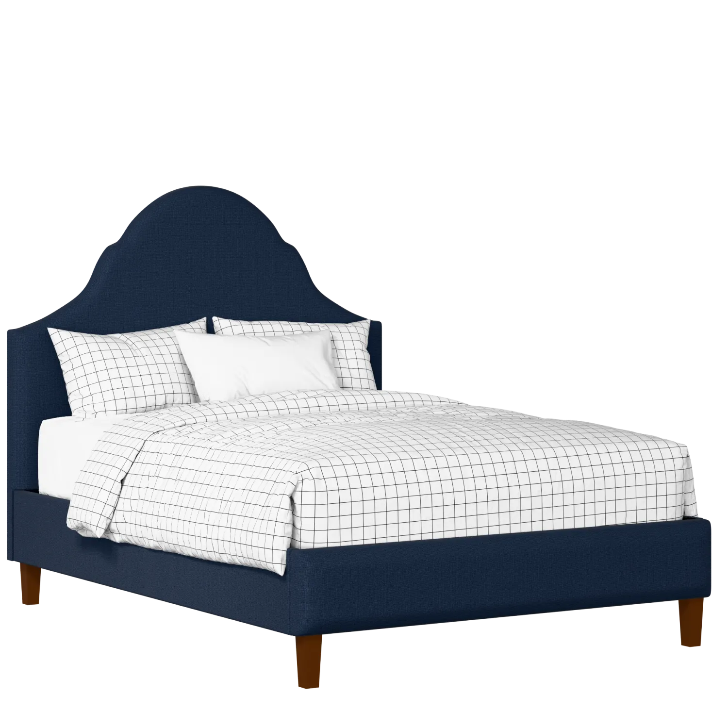 Irvine upholstered bed in oxford blue fabric