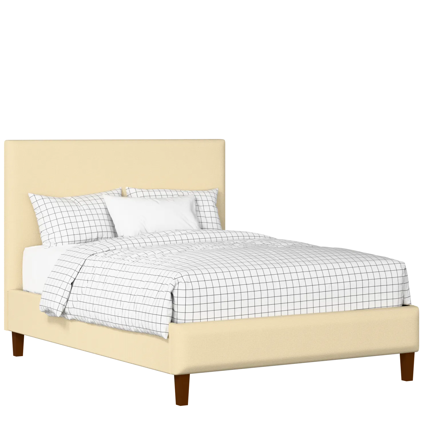 Porto Slim upholstered bed in oatmeal fabric