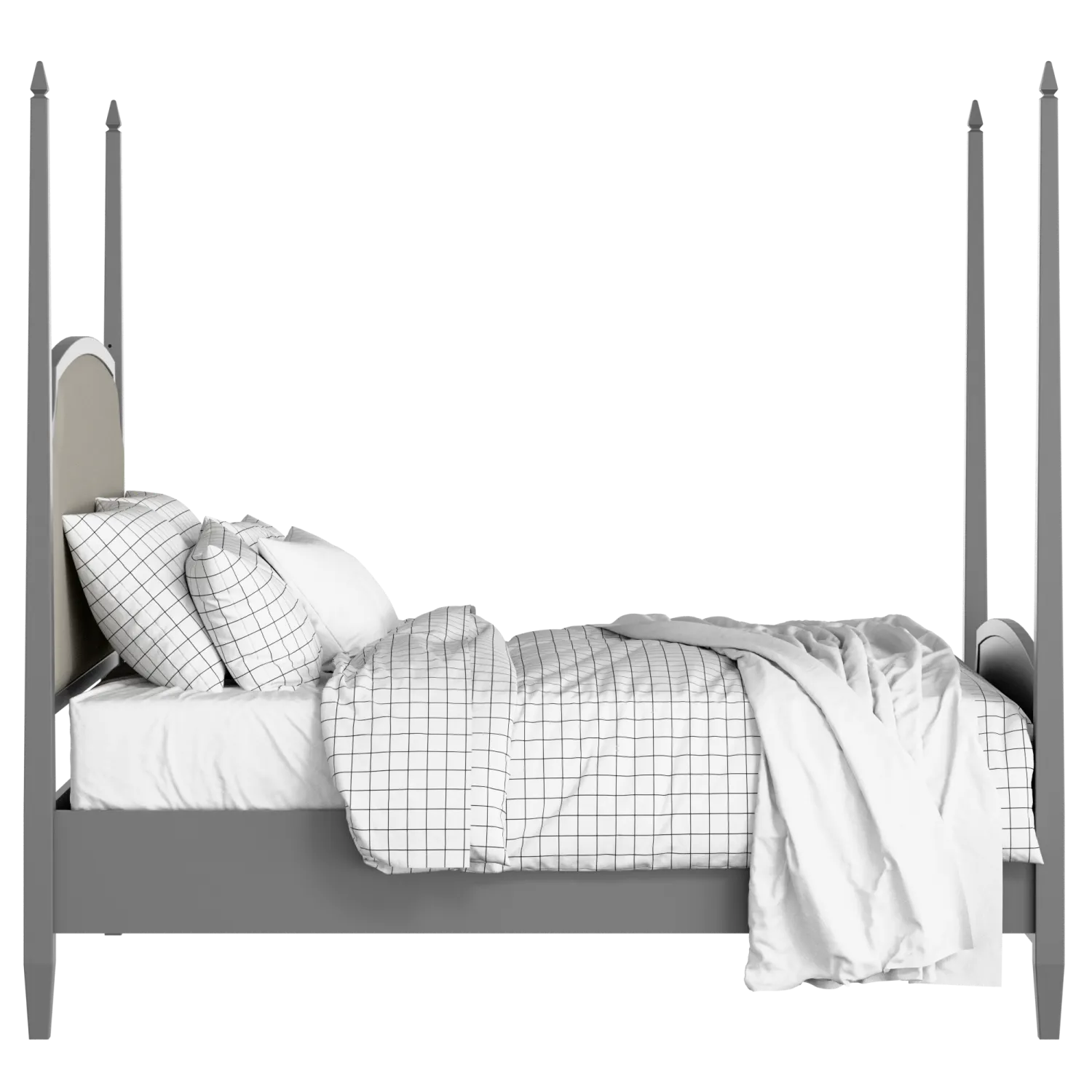 Austin Upholstered wood upholstered bed in grey with Silver fabric