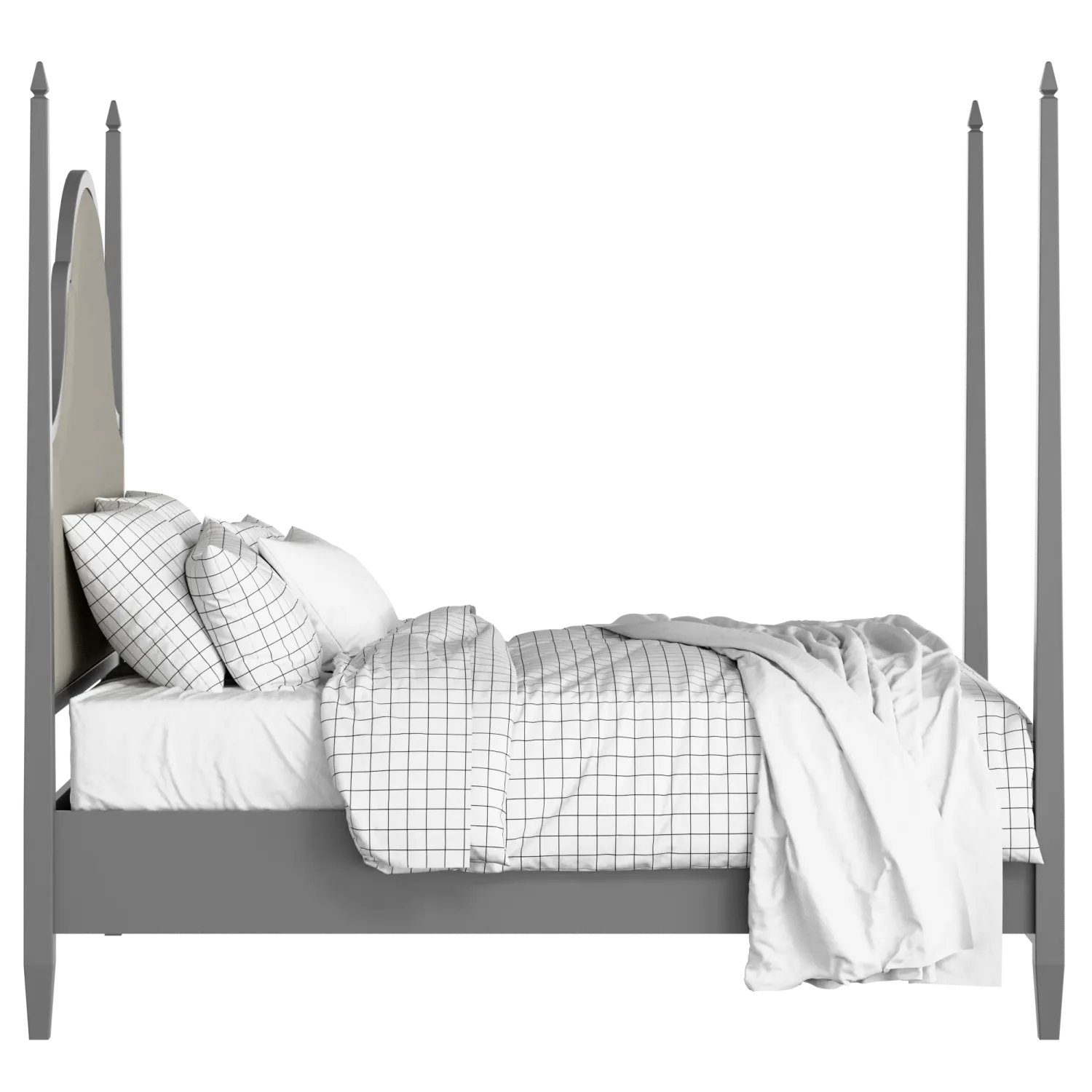 Beckett Upholstered wood upholstered bed in grey with Silver fabric