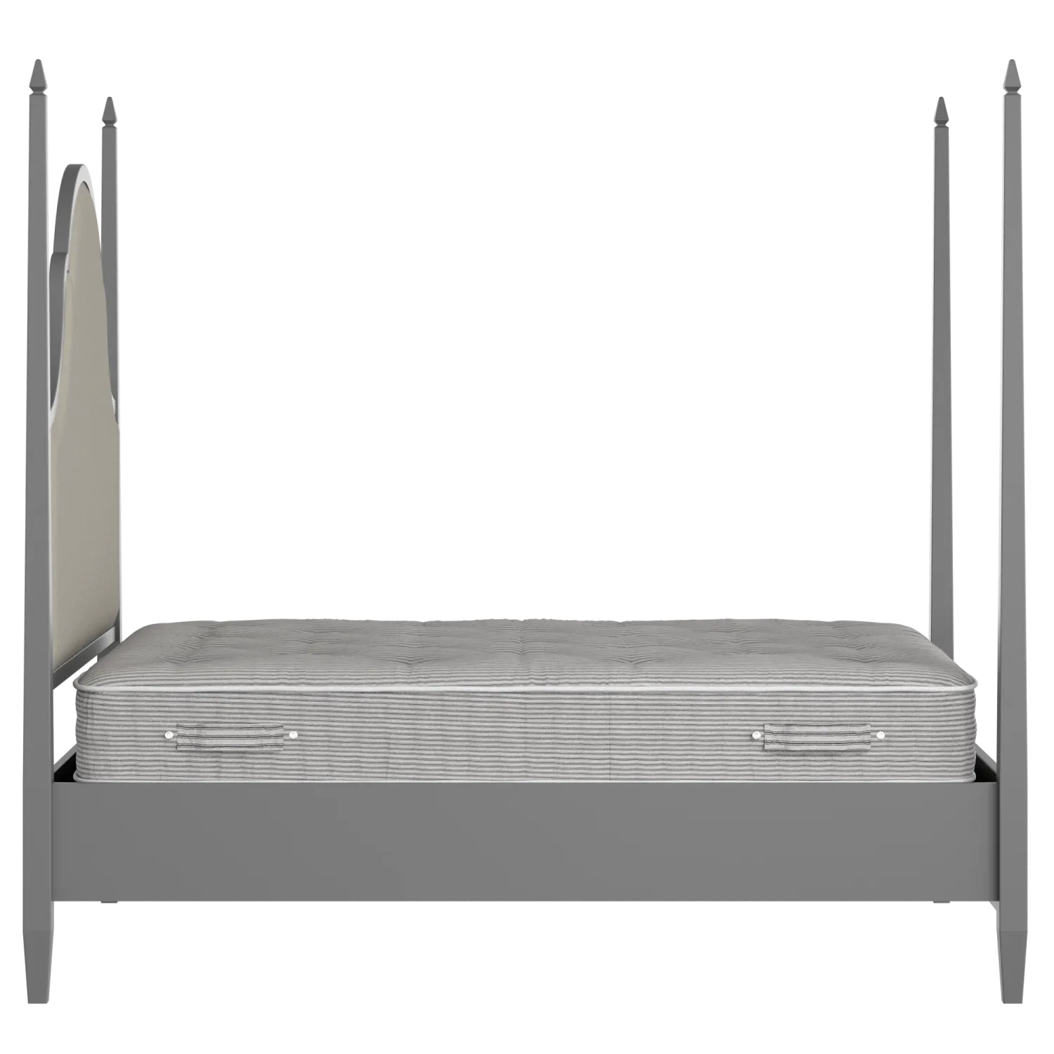 Beckett Upholstered wood upholstered bed in grey with Silver fabric