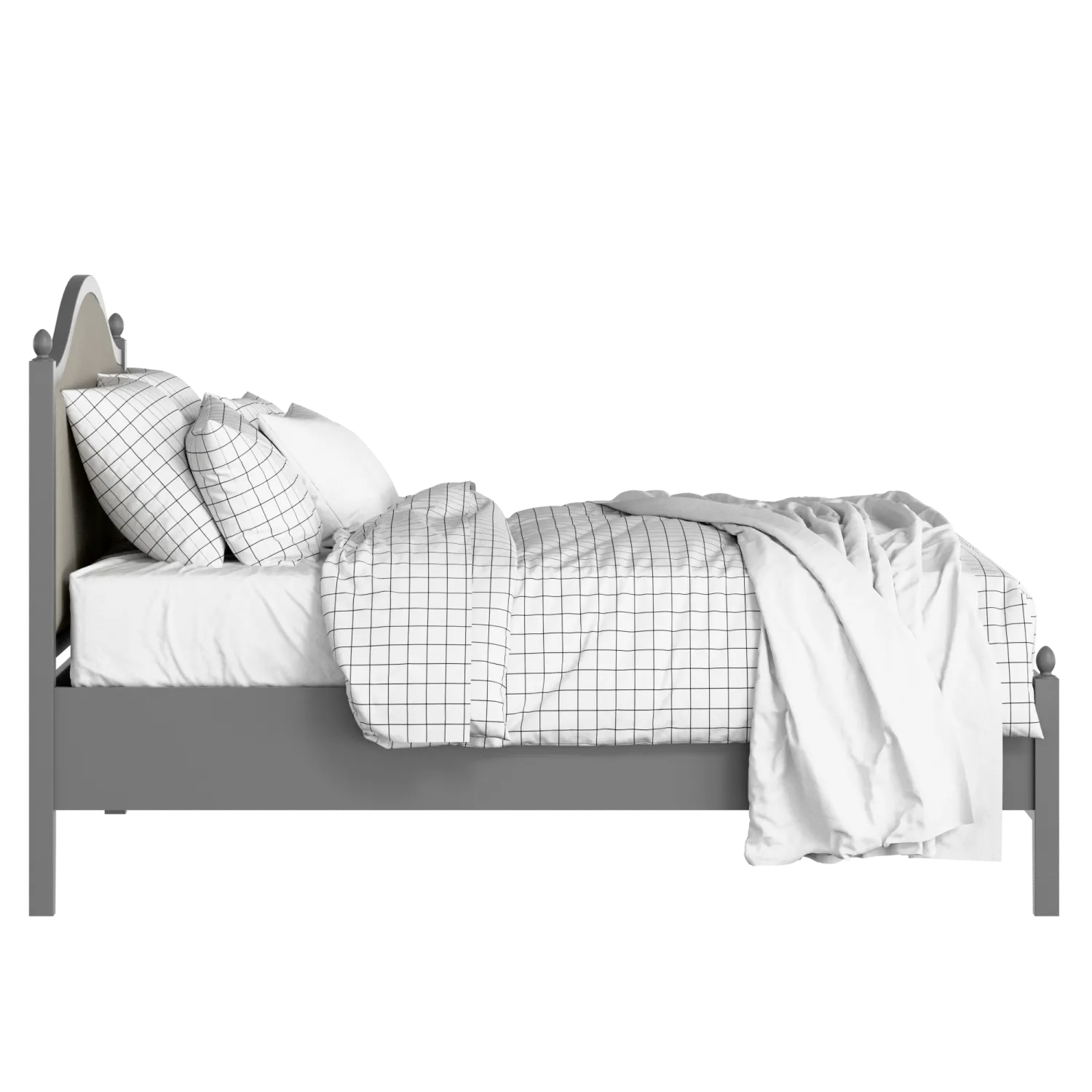 Brady Slim Upholstered wood upholstered bed in grey with Silver fabric