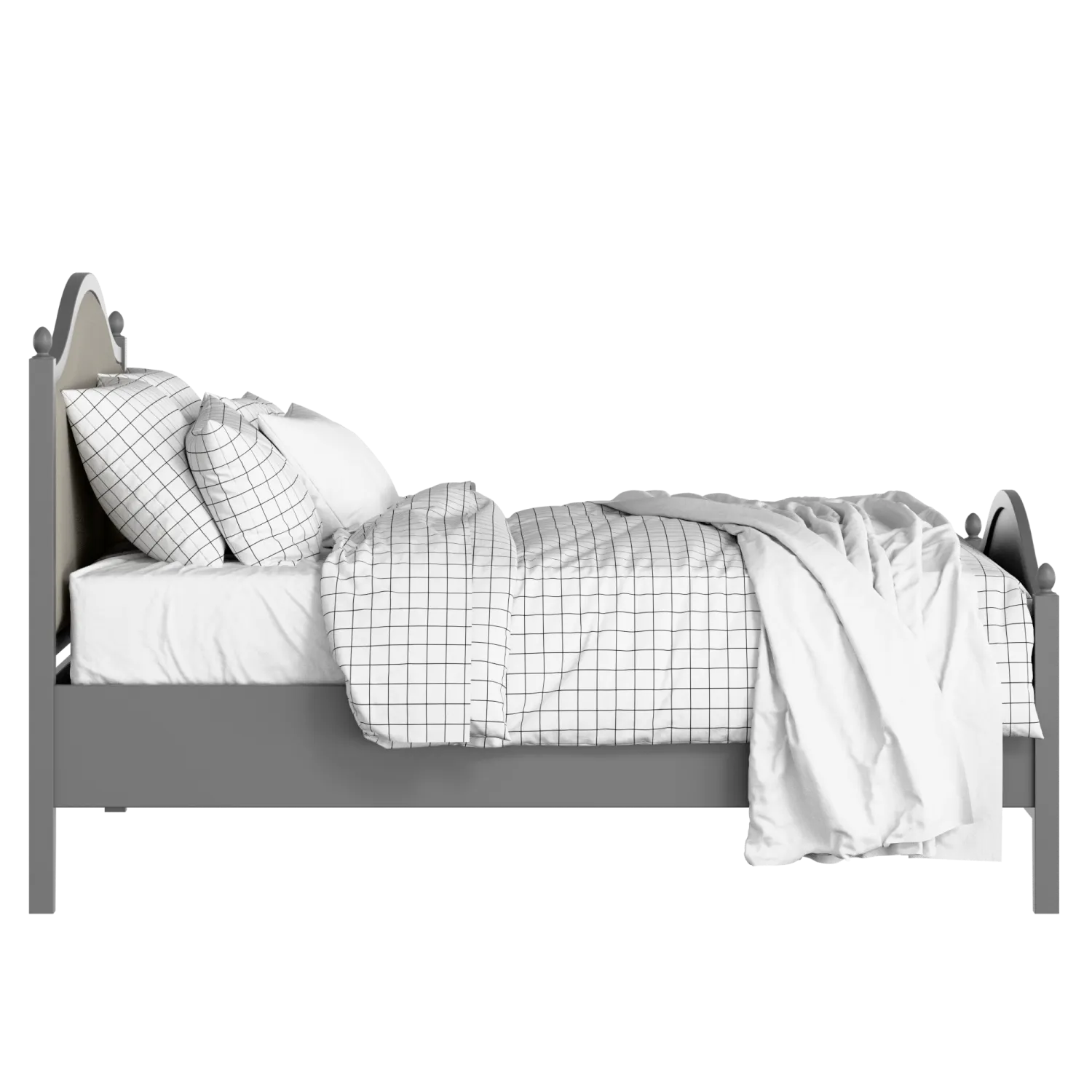 Brady Upholstered wood upholstered bed in grey with Silver fabric