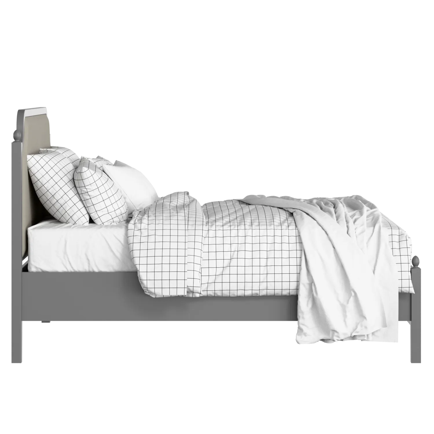 Bronte Slim Upholstered wood upholstered bed in grey with Silver fabric