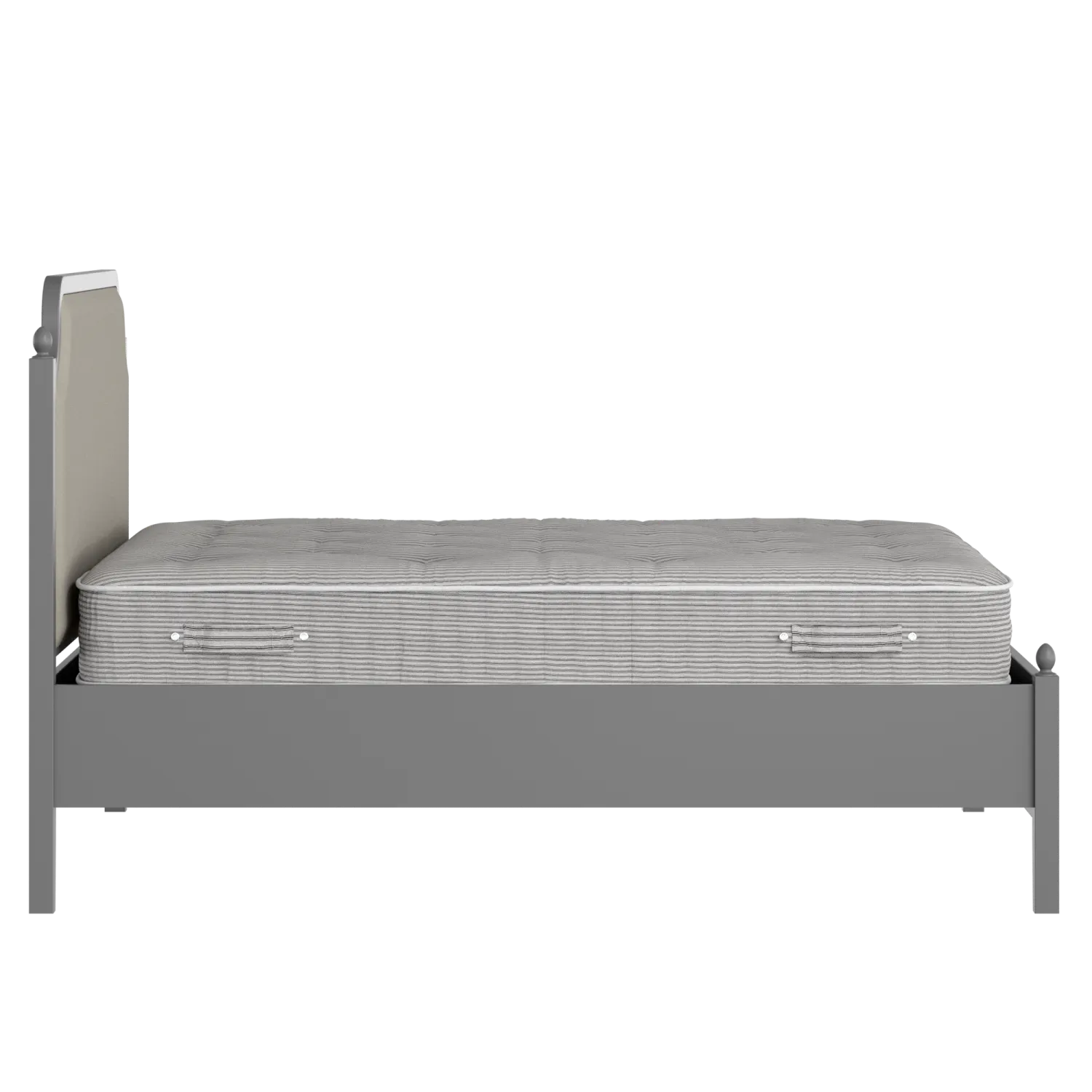 Bronte Slim Upholstered wood upholstered bed in grey with Silver fabric