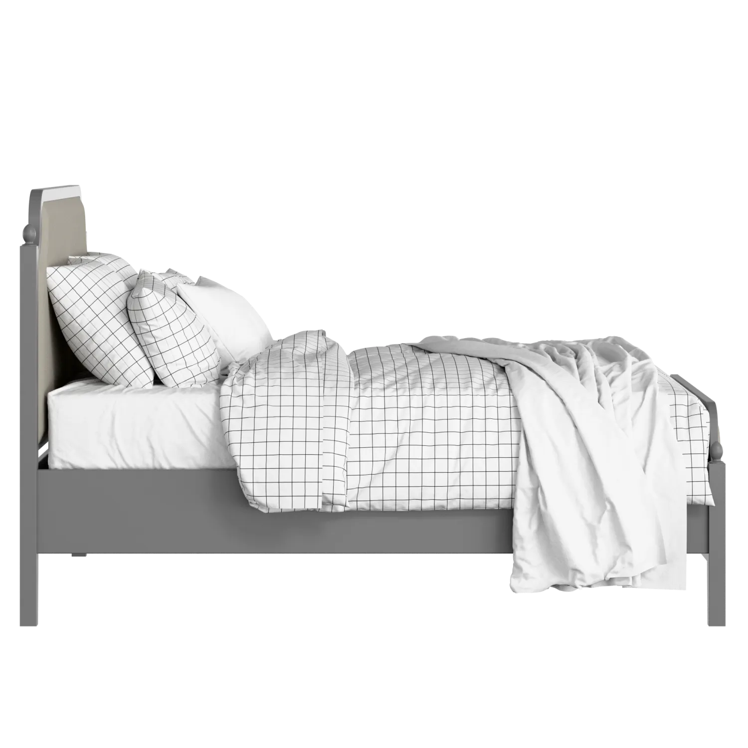 Bronte Upholstered wood upholstered bed in grey with Silver fabric
