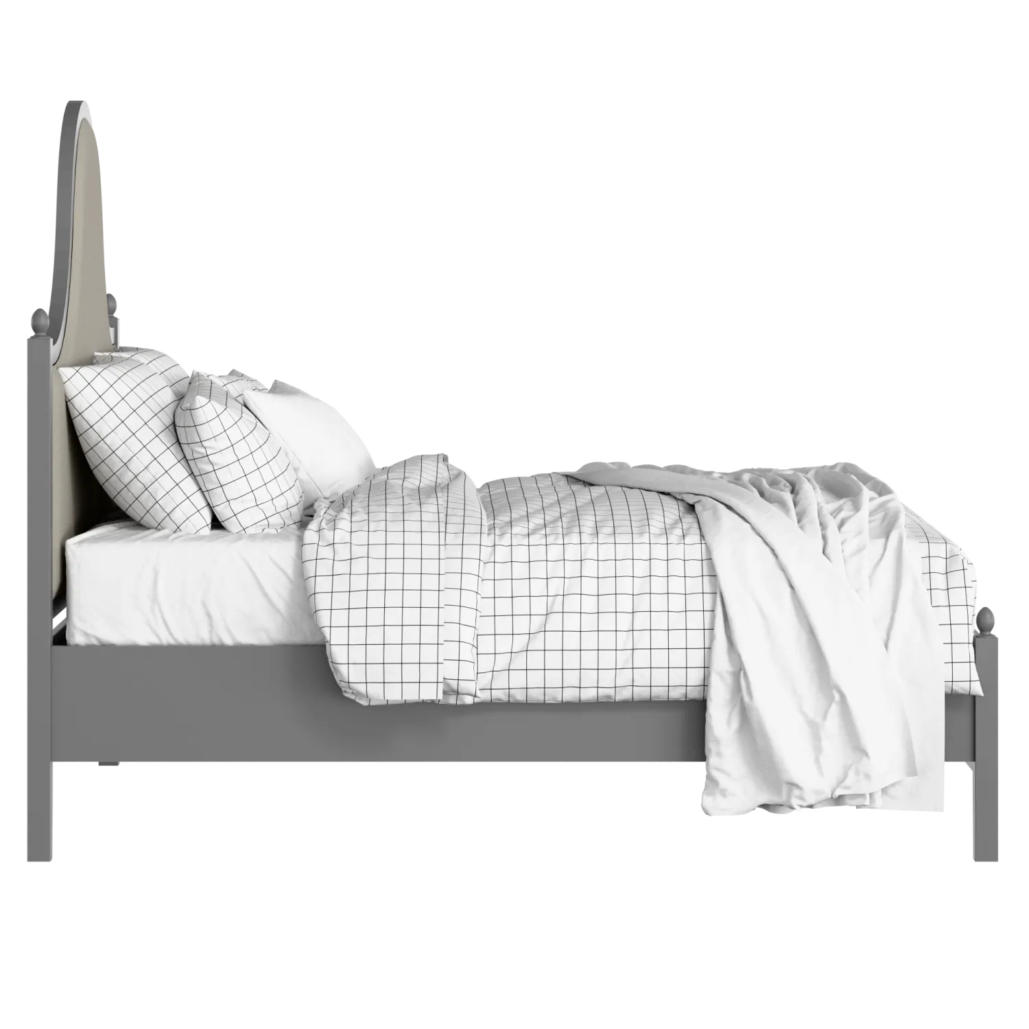 Bryce Upholstered wood upholstered bed in grey with Silver fabric