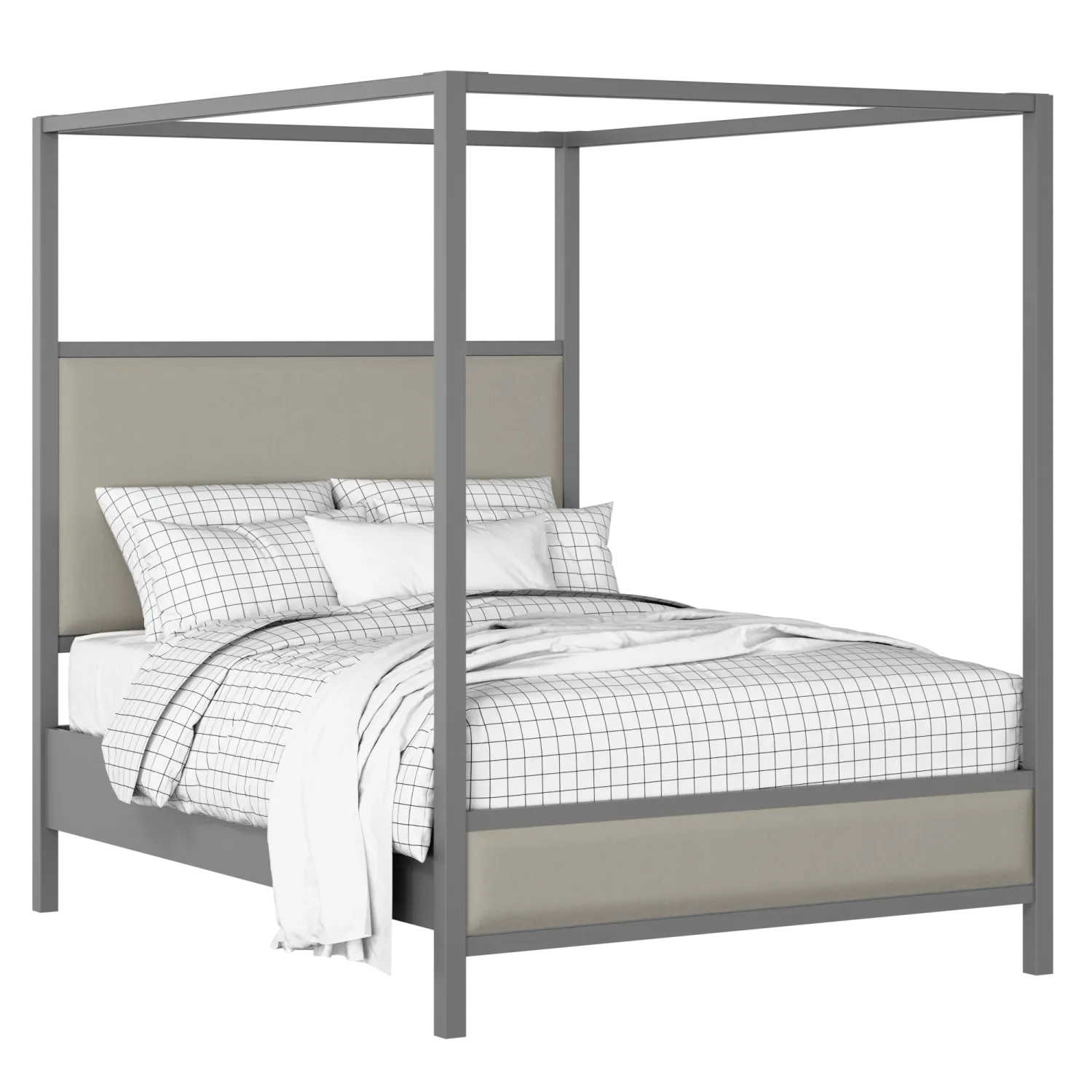 Byron Slim Upholstered wood upholstered bed in grey with Silver fabric