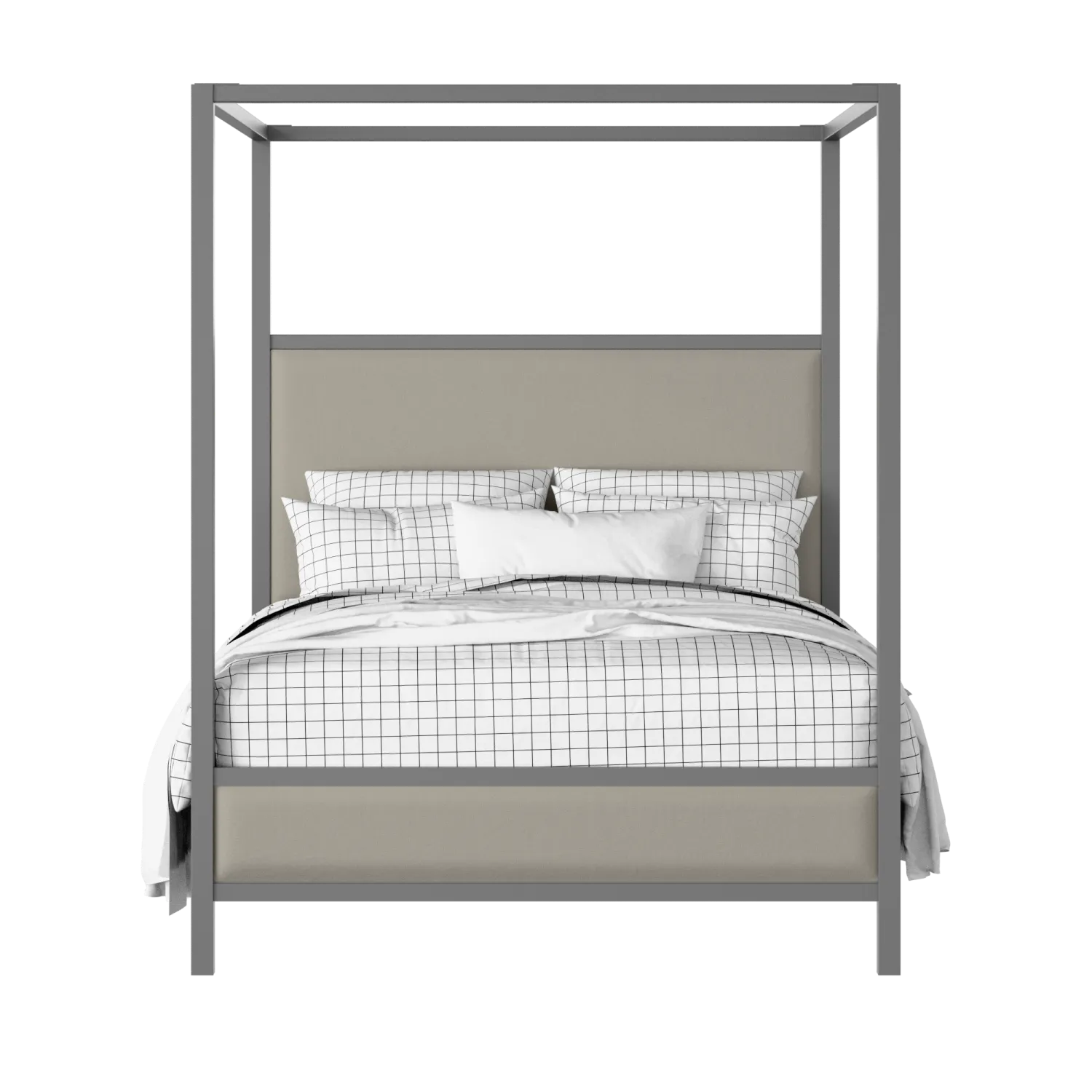 Byron Slim Upholstered wood upholstered upholstered bed in grey with Silver fabric