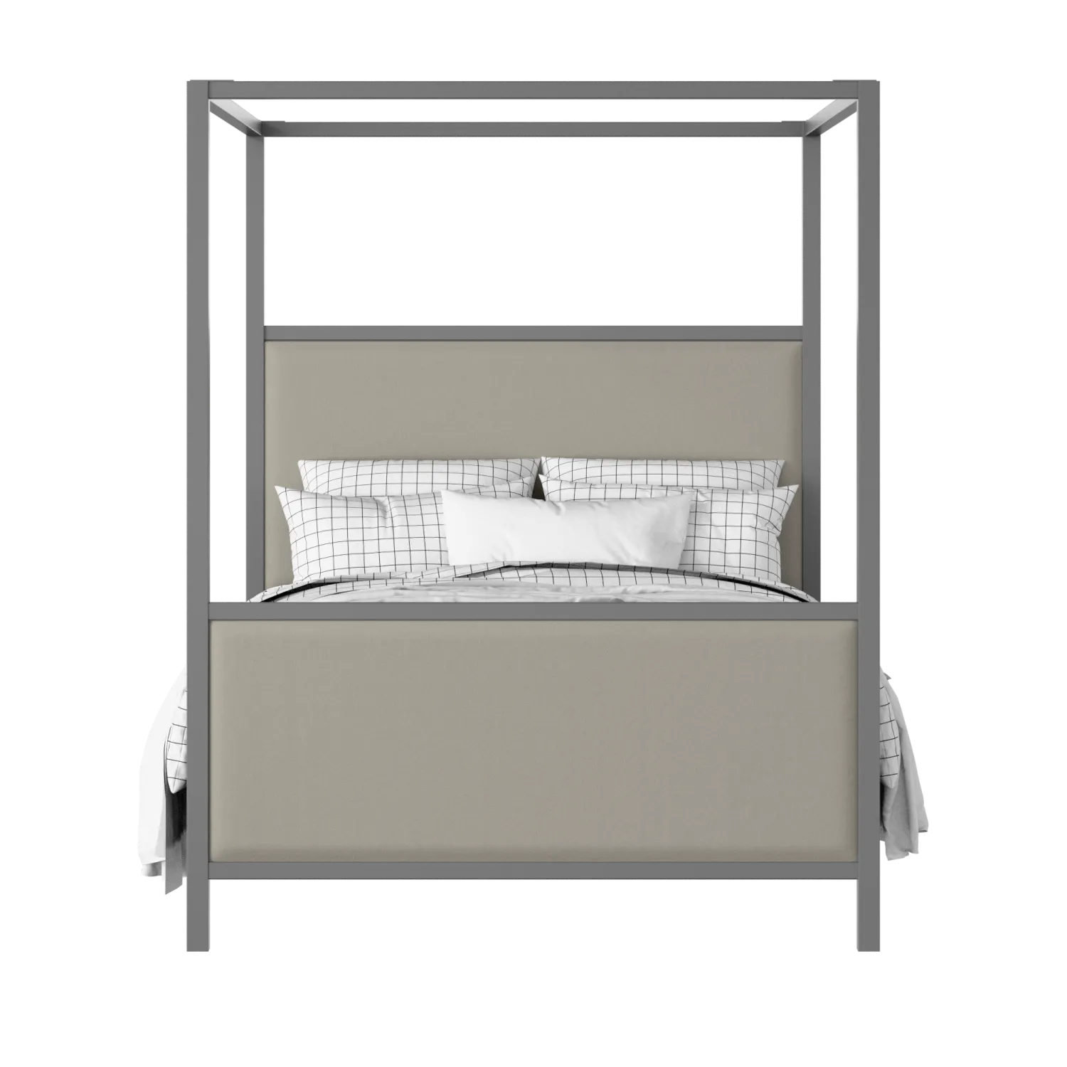 Byron Upholstered wood upholstered upholstered bed in grey with Silver fabric