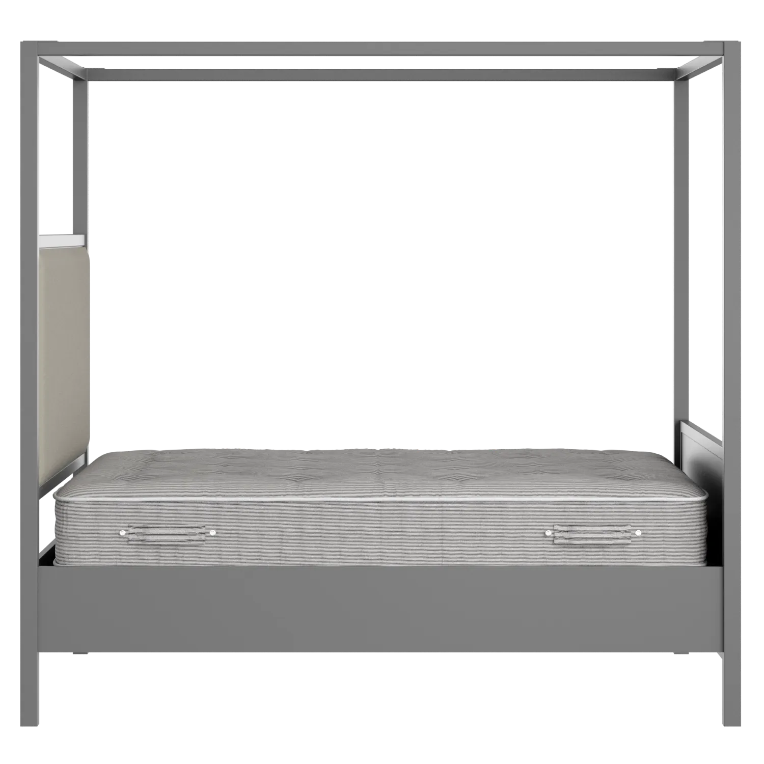 Byron Upholstered wood upholstered bed in grey with Silver fabric