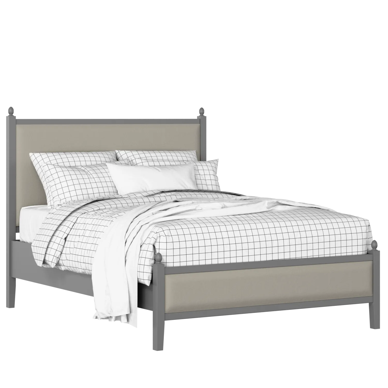 Marbella Slim Upholstered wood upholstered bed in grey with Silver fabric