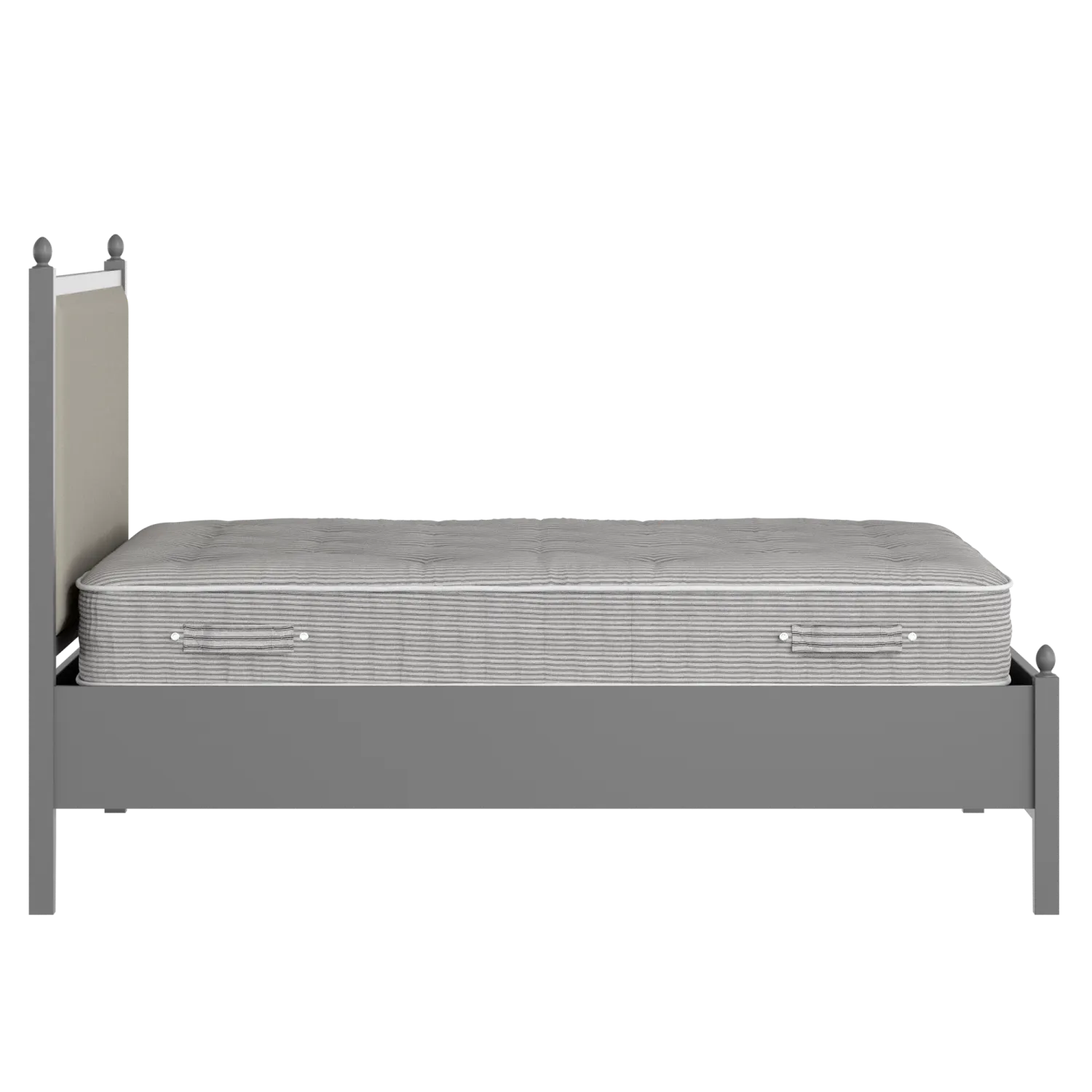 Marbella Slim Upholstered wood upholstered bed in grey with Silver fabric