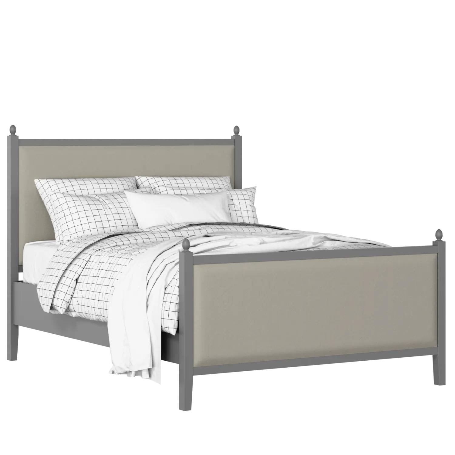 Marbella Upholstered wood upholstered bed in grey with Silver fabric