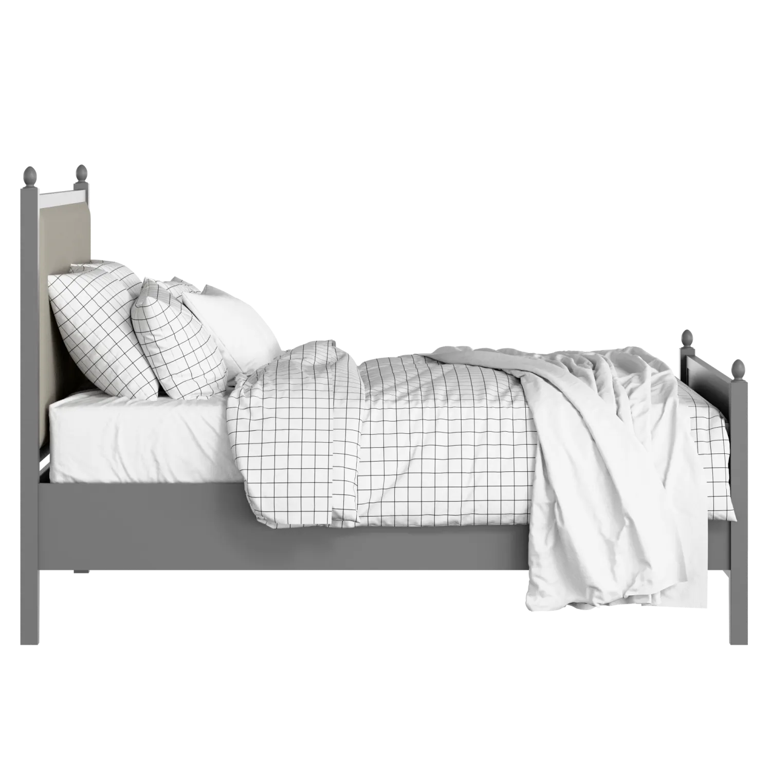 Marbella Upholstered wood upholstered bed in grey with Silver fabric