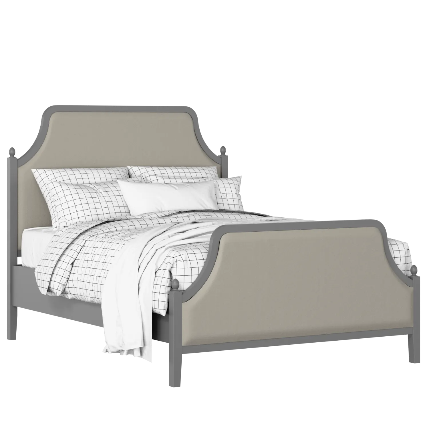 Ruskin Upholstered wood upholstered bed in grey with Silver fabric