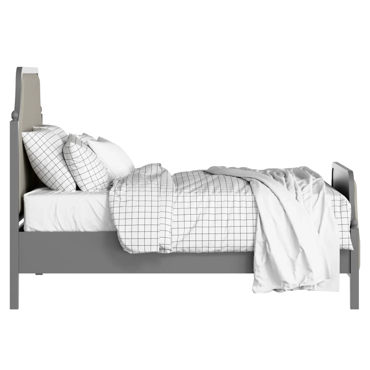 Ruskin Upholstered wood upholstered bed in grey with Silver fabric