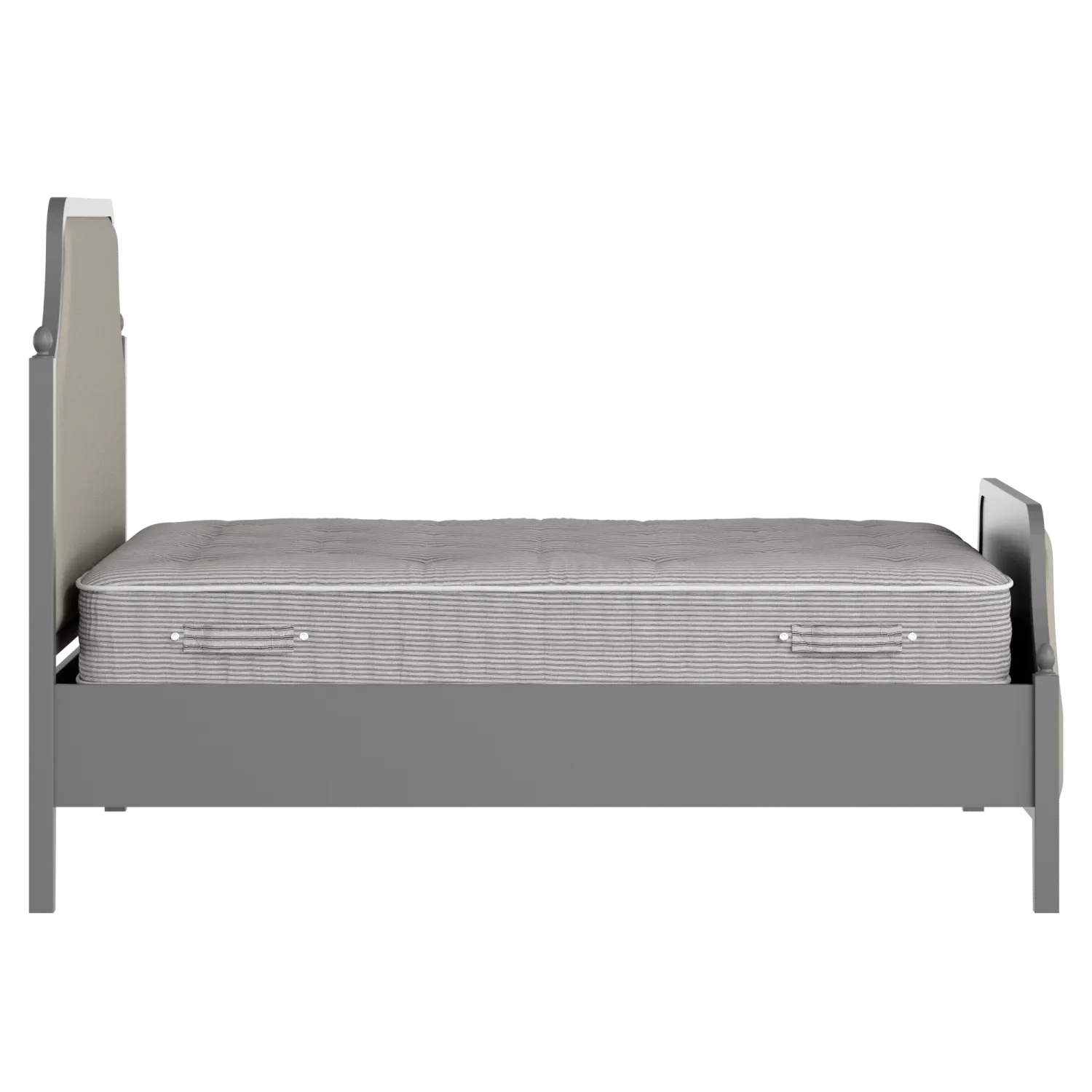 Ruskin Upholstered wood upholstered bed in grey with Silver fabric