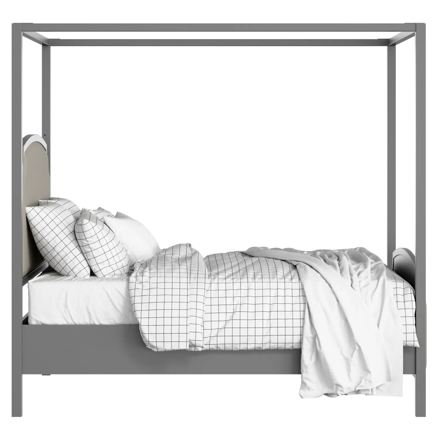 Shelley Upholstered wood upholstered bed in grey with Silver fabric