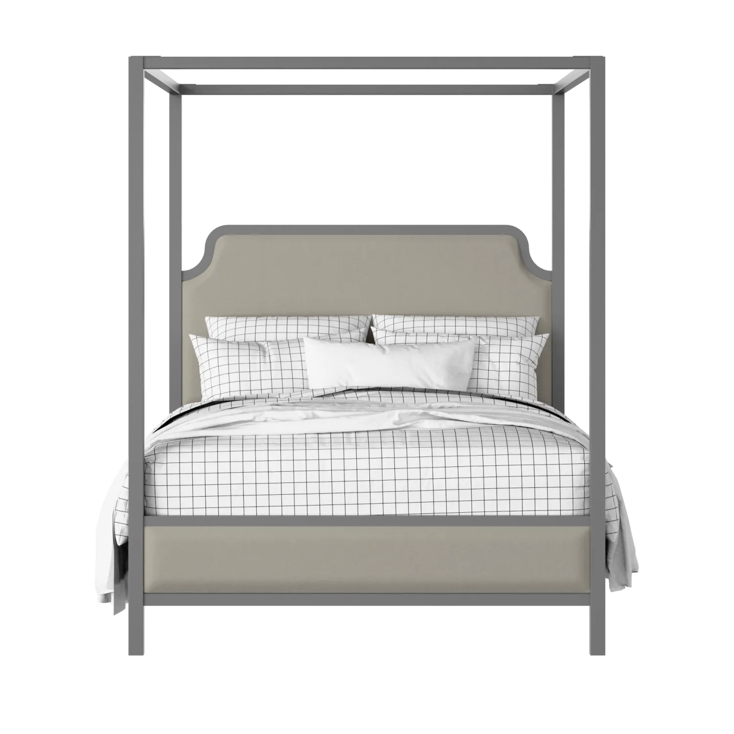 Tate Slim Upholstered wood upholstered upholstered bed in grey with Silver fabric