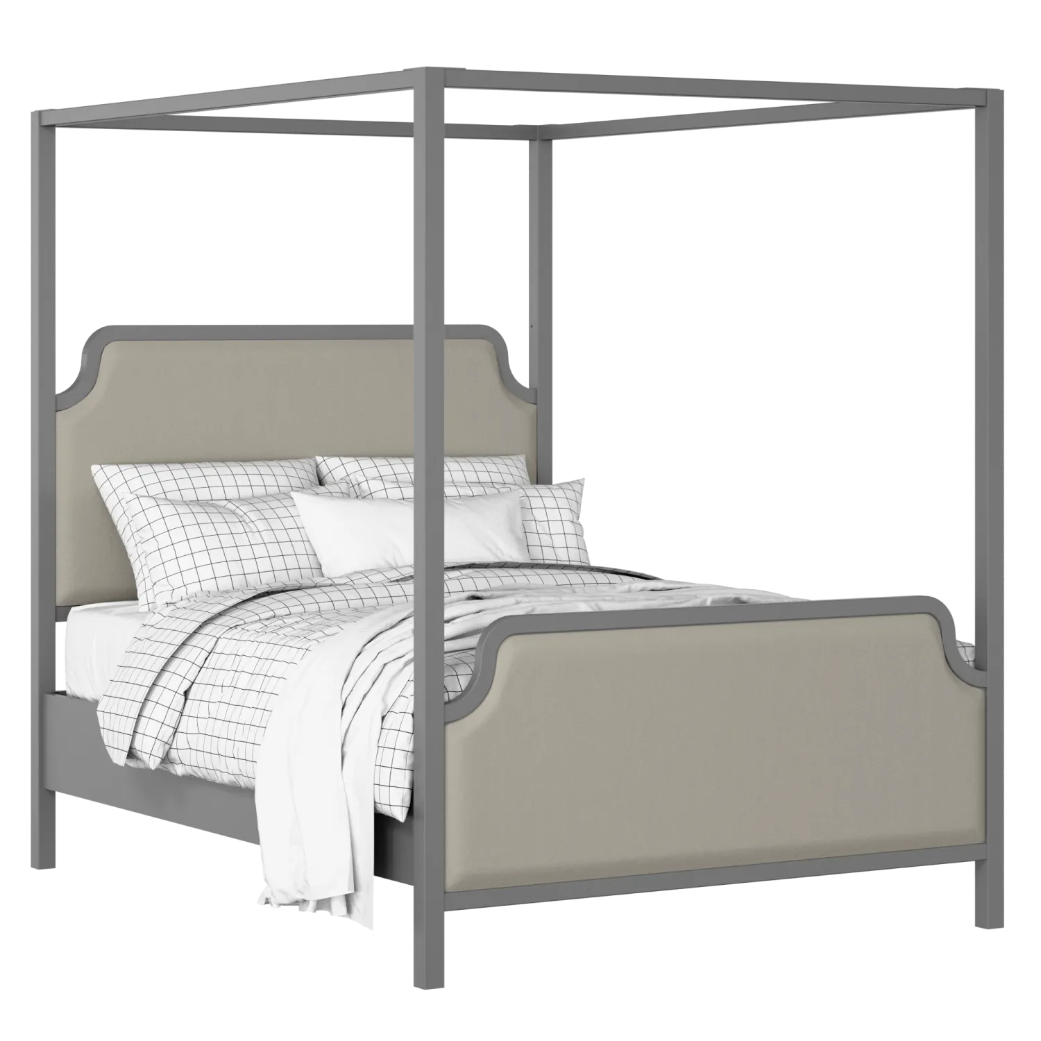 Tate Upholstered wood upholstered bed in grey with Silver fabric