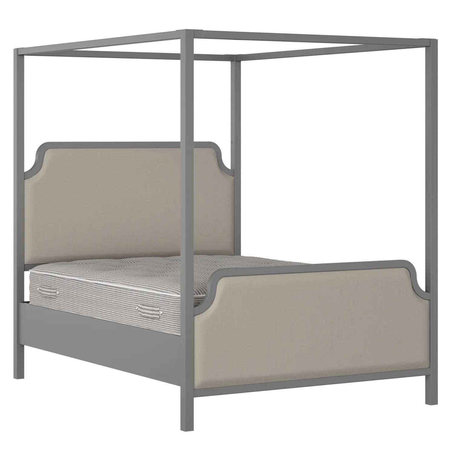 Tate Upholstered wood upholstered bed in grey with Silver fabric
