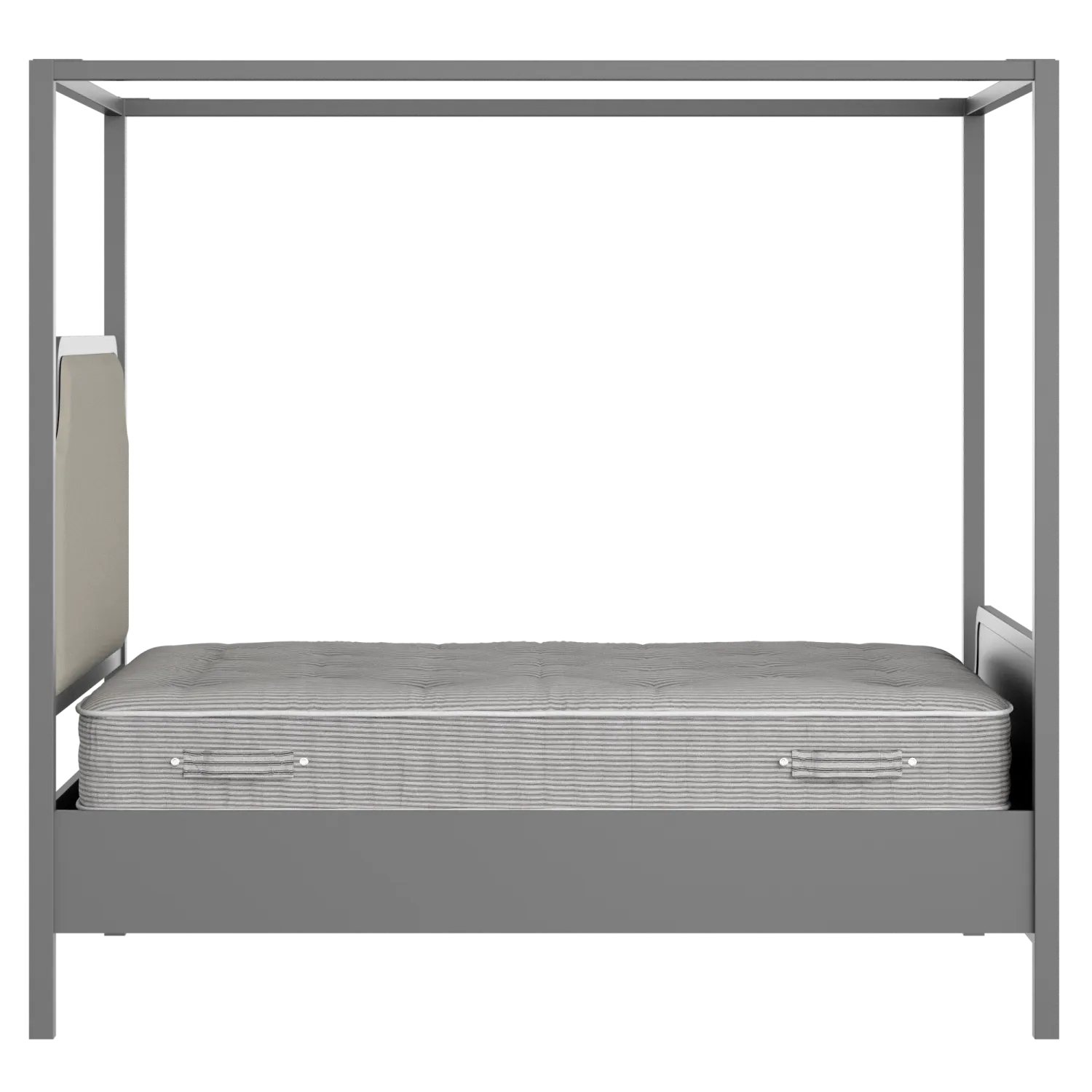 Tate Upholstered wood upholstered bed in grey with Silver fabric