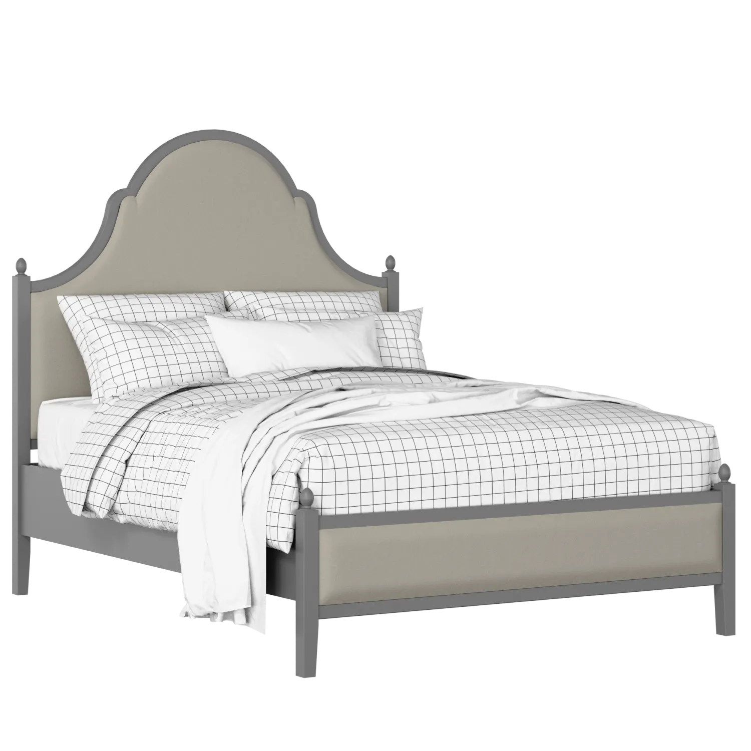Tennyson Upholstered wood upholstered bed in grey with Silver fabric
