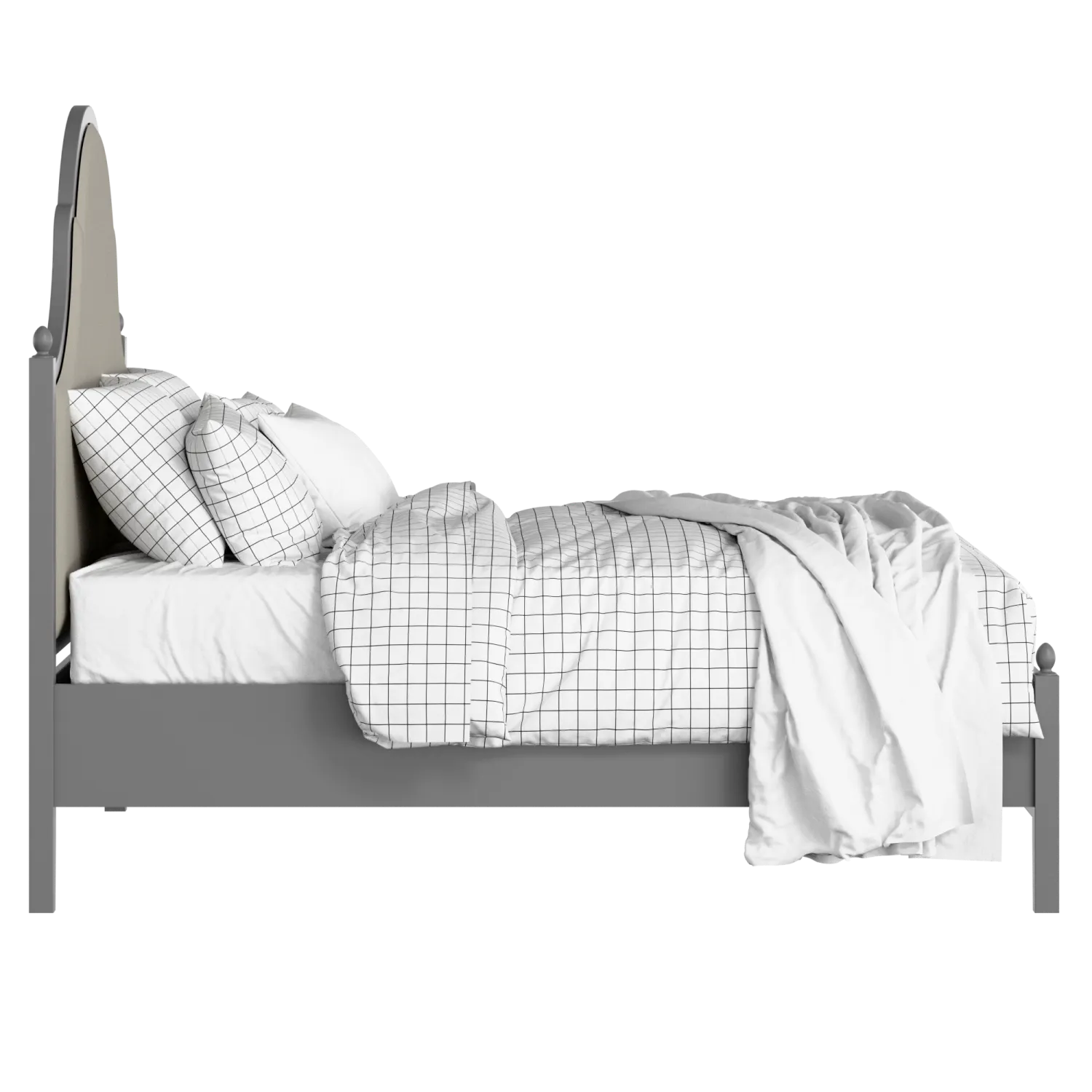 Tennyson Upholstered wood upholstered bed in grey with Silver fabric