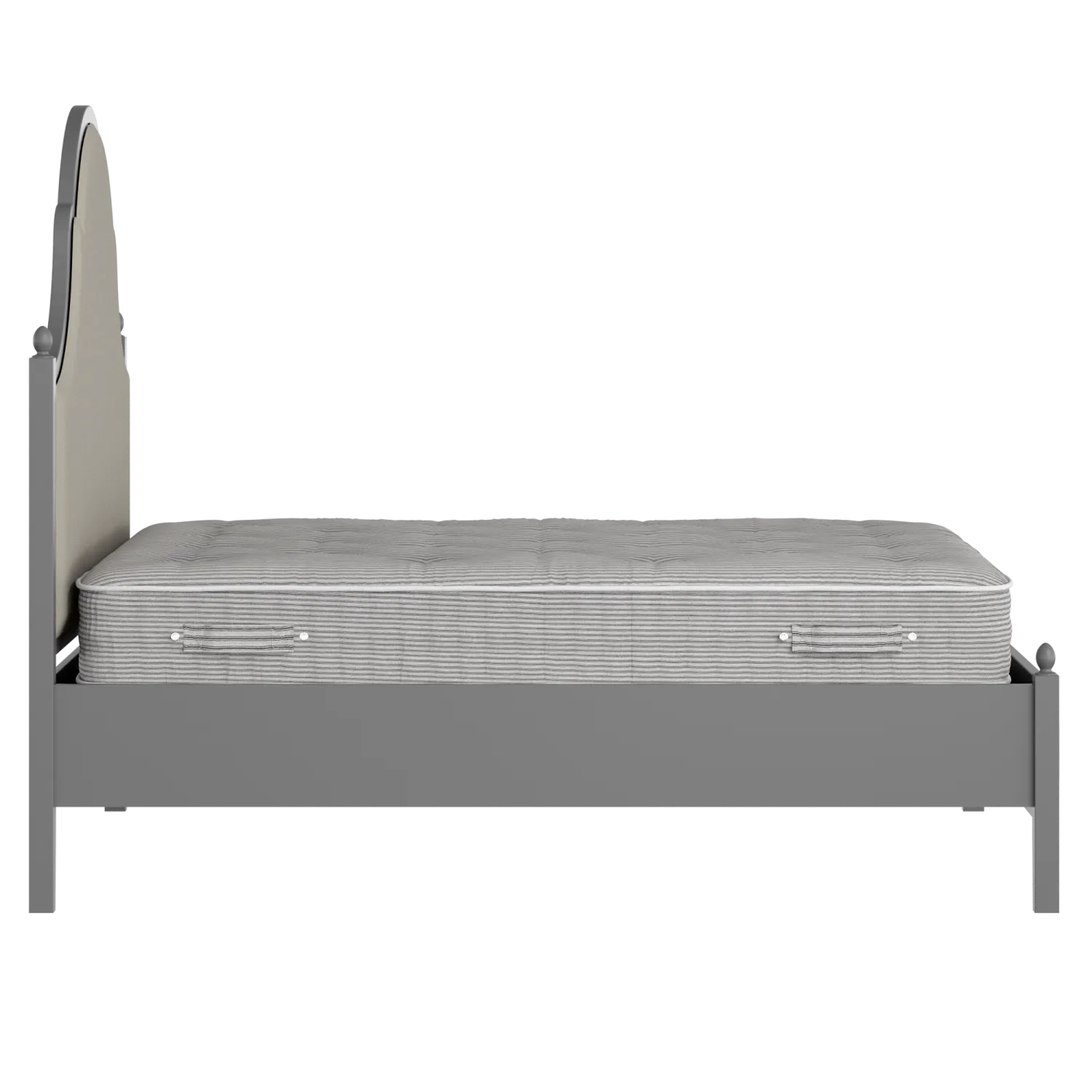 Tennyson Upholstered wood upholstered bed in grey with Silver fabric