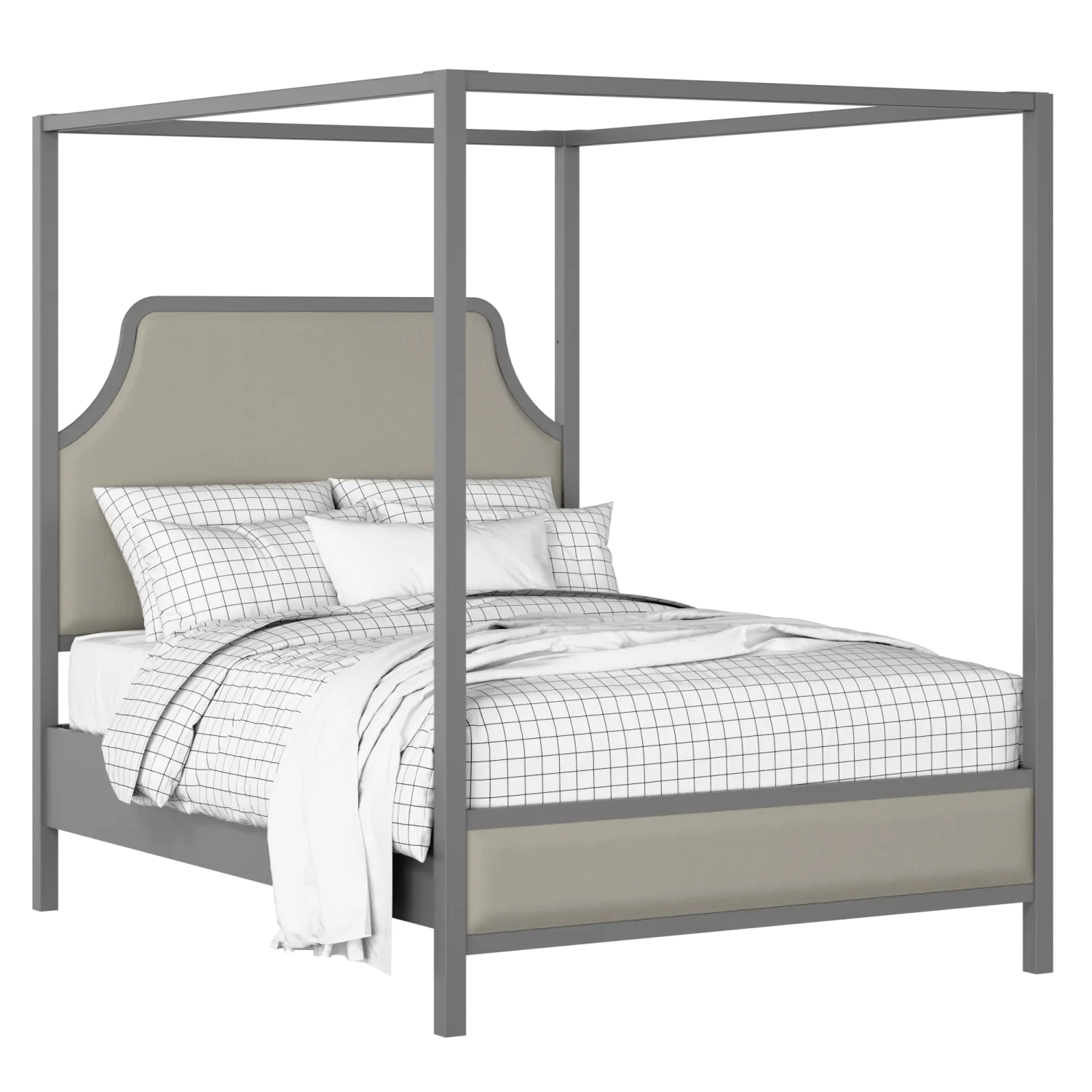 Tynan Upholstered wood upholstered bed in grey with Silver fabric