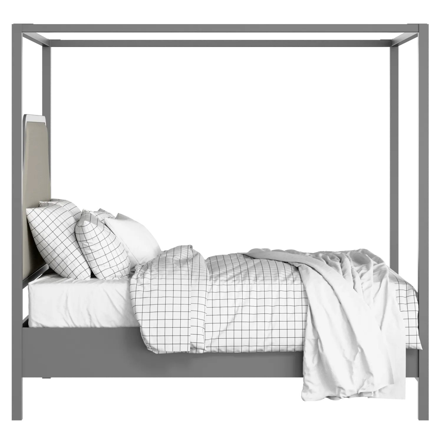 Tynan Upholstered wood upholstered bed in grey with Silver fabric
