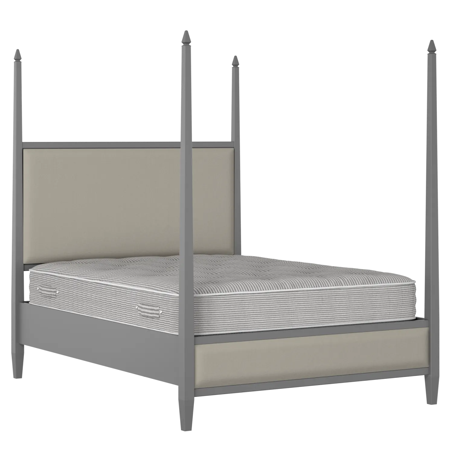 Warton Upholstered wood upholstered bed in grey with Silver fabric