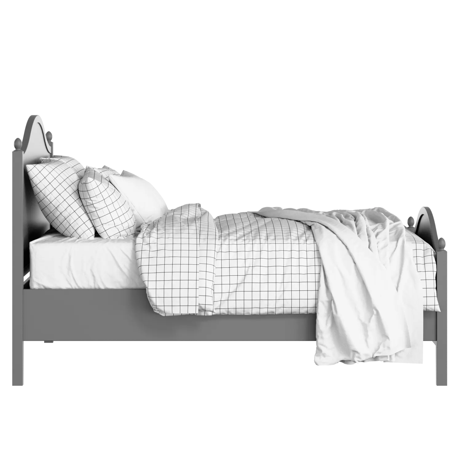 Brady painted wood bed in grey with Juno mattress