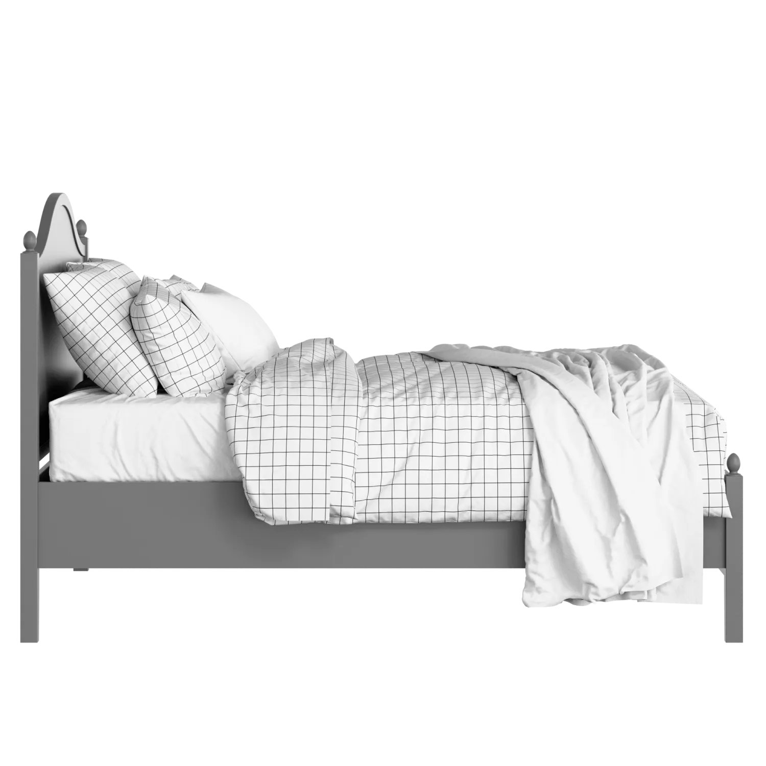 Brady Slim painted wood bed in grey with Juno mattress