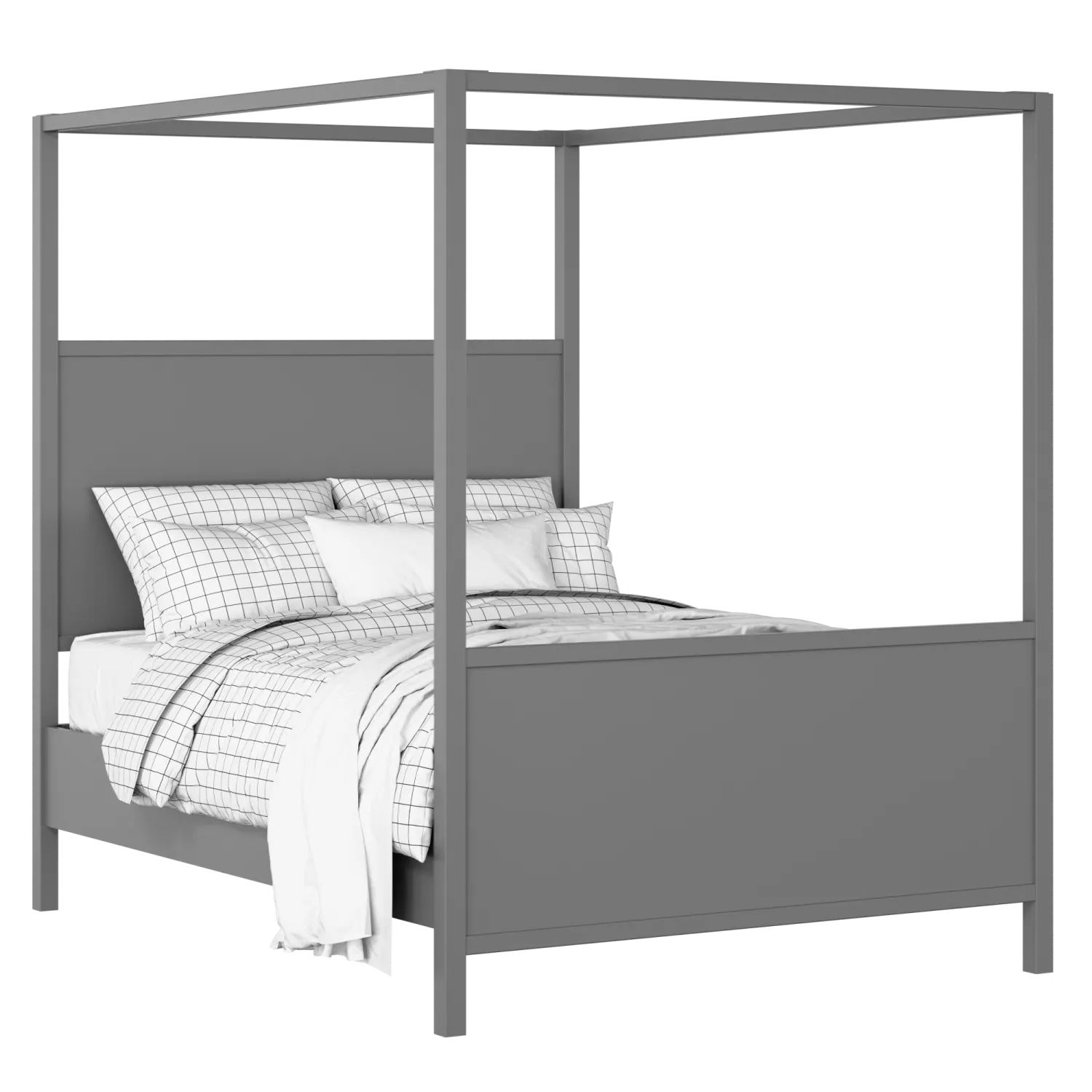 Byron painted wood bed in grey with Juno mattress