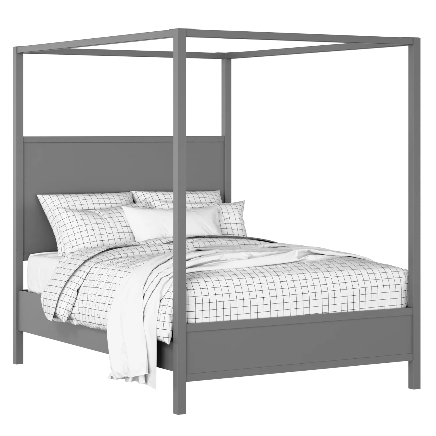Byron Slim painted wood bed in grey with Juno mattress