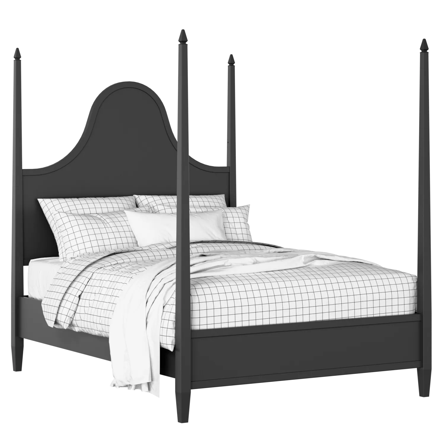 Kelly painted wood bed in black with Juno mattress