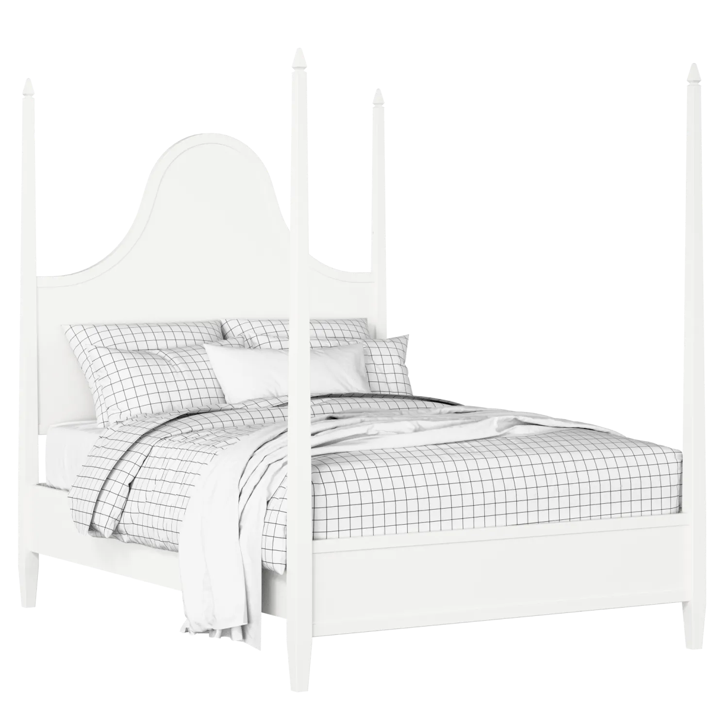 Kelly cama de madera pintada en blanco con colchón