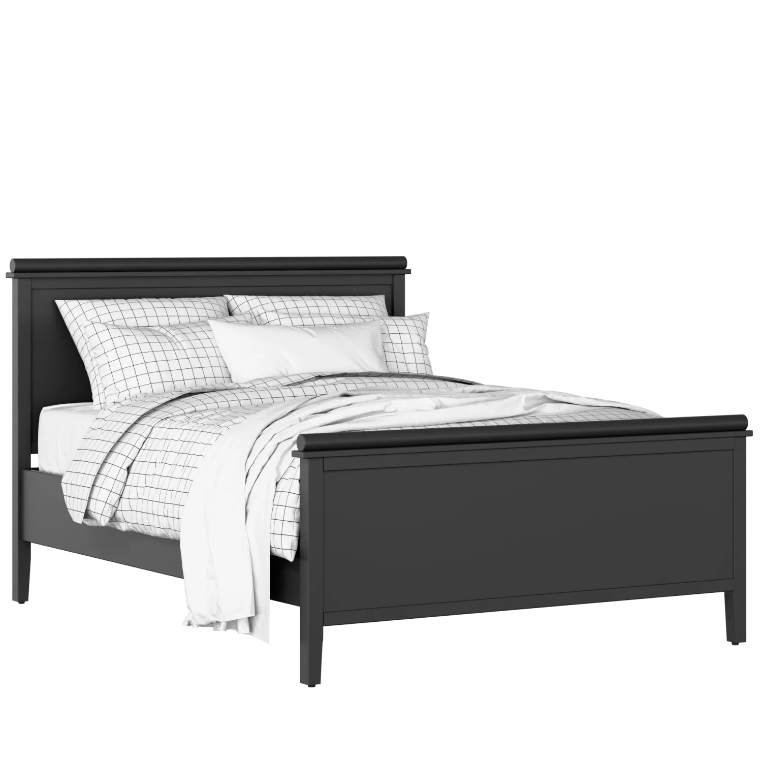 Nocturne painted wood bed in black with Juno mattress
