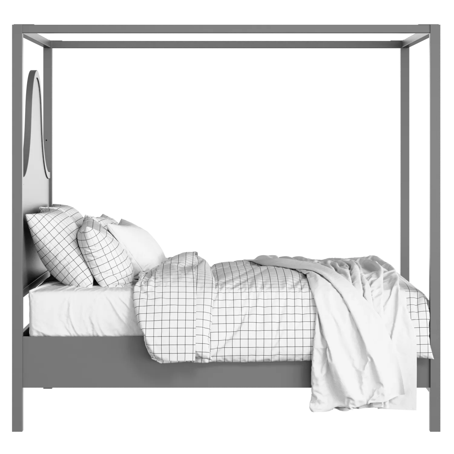 Rowe painted wood bed in grey with Juno mattress