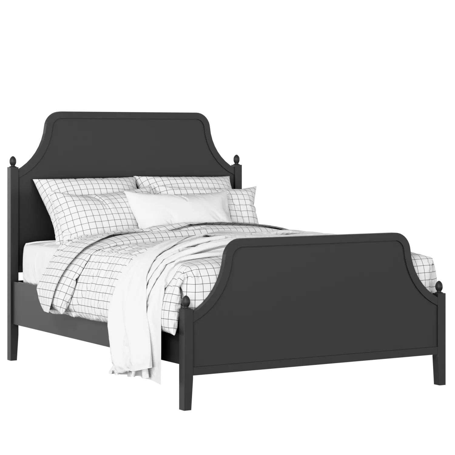 Ruskin painted wood bed in black with Juno mattress