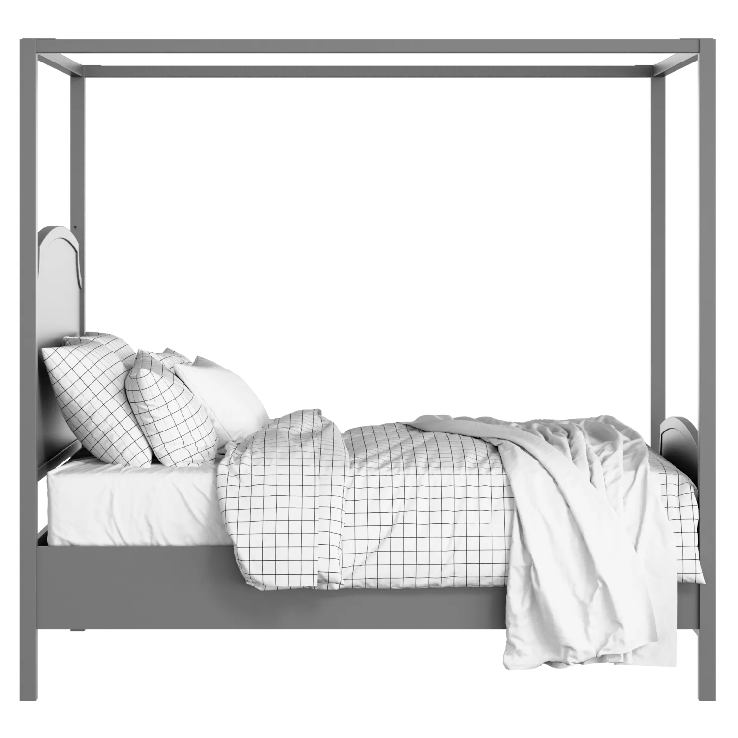 Shelley painted wood bed in grey with Juno mattress