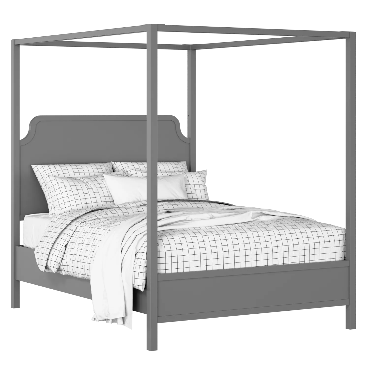 Tate Slim painted wood bed in grey with Juno mattress