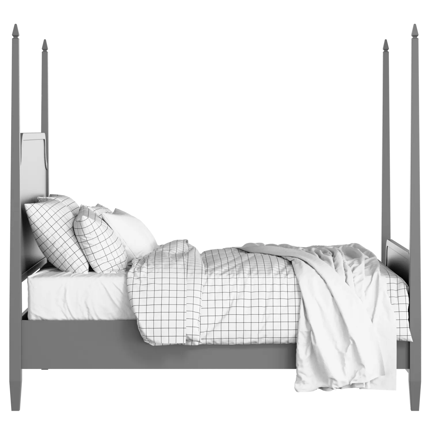 Wilde painted wood bed in grey with Juno mattress