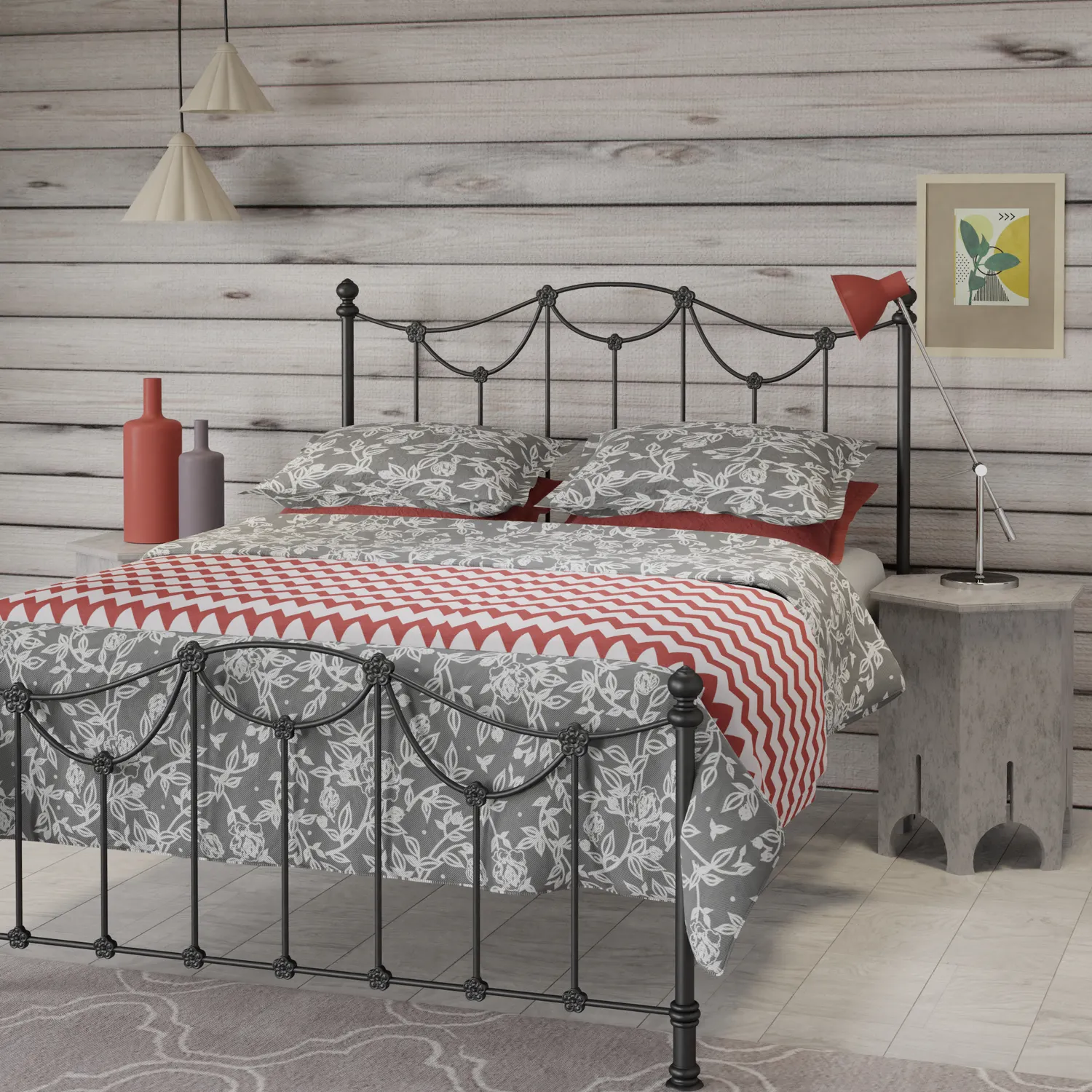 Carie iron bed - Image red grey