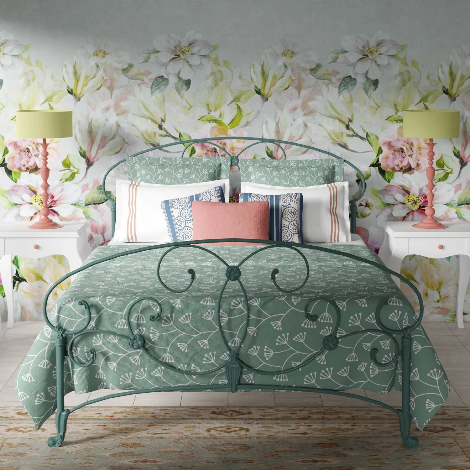 Arigna iron bed frame - Teal