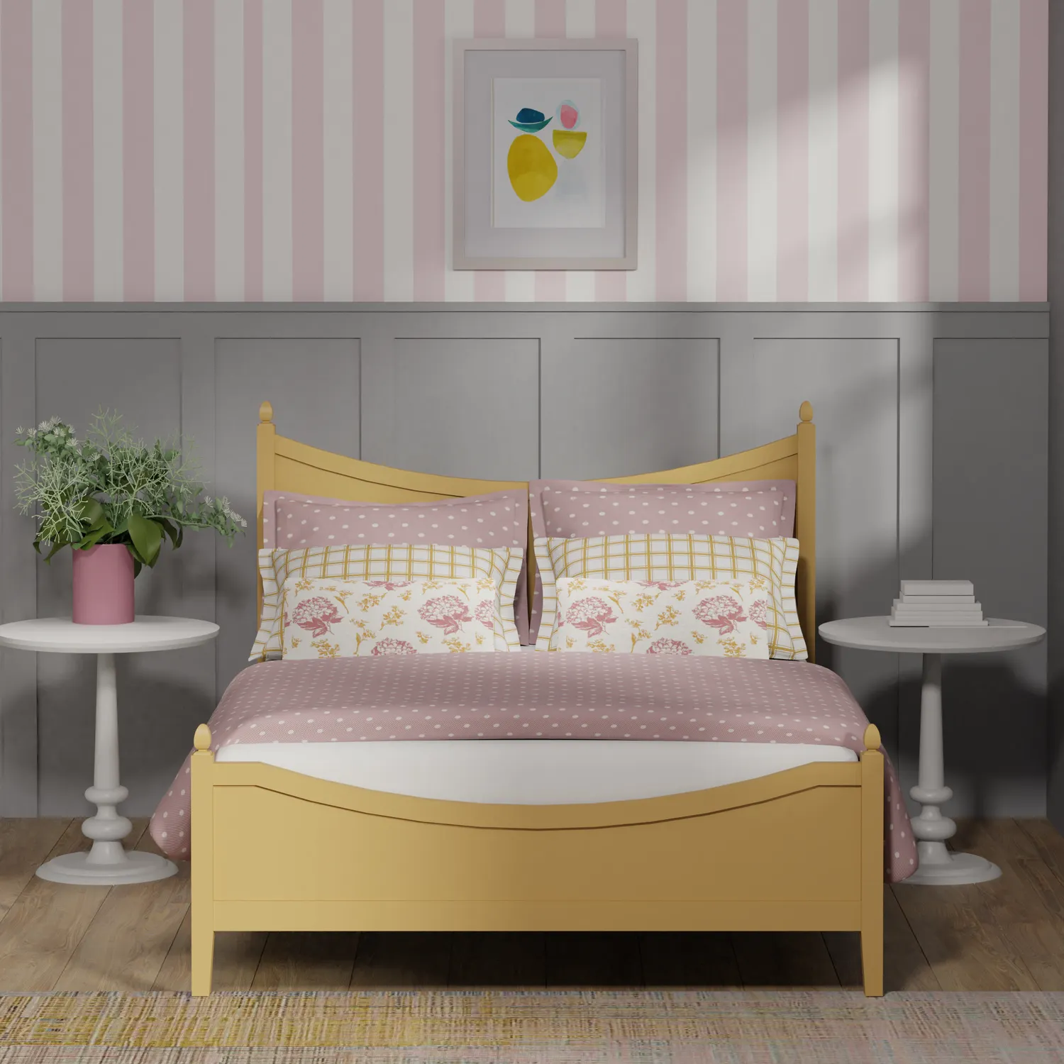 Blake wooden bed - Image mustard