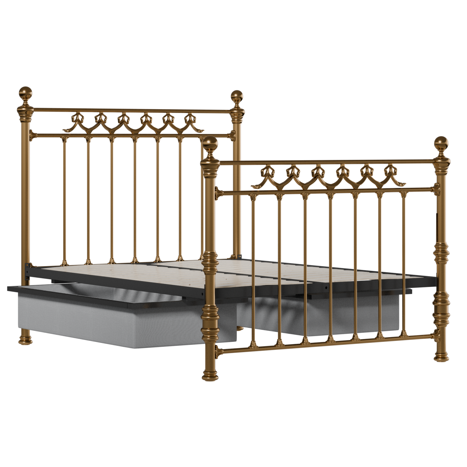 Braemore brass bed with drawers