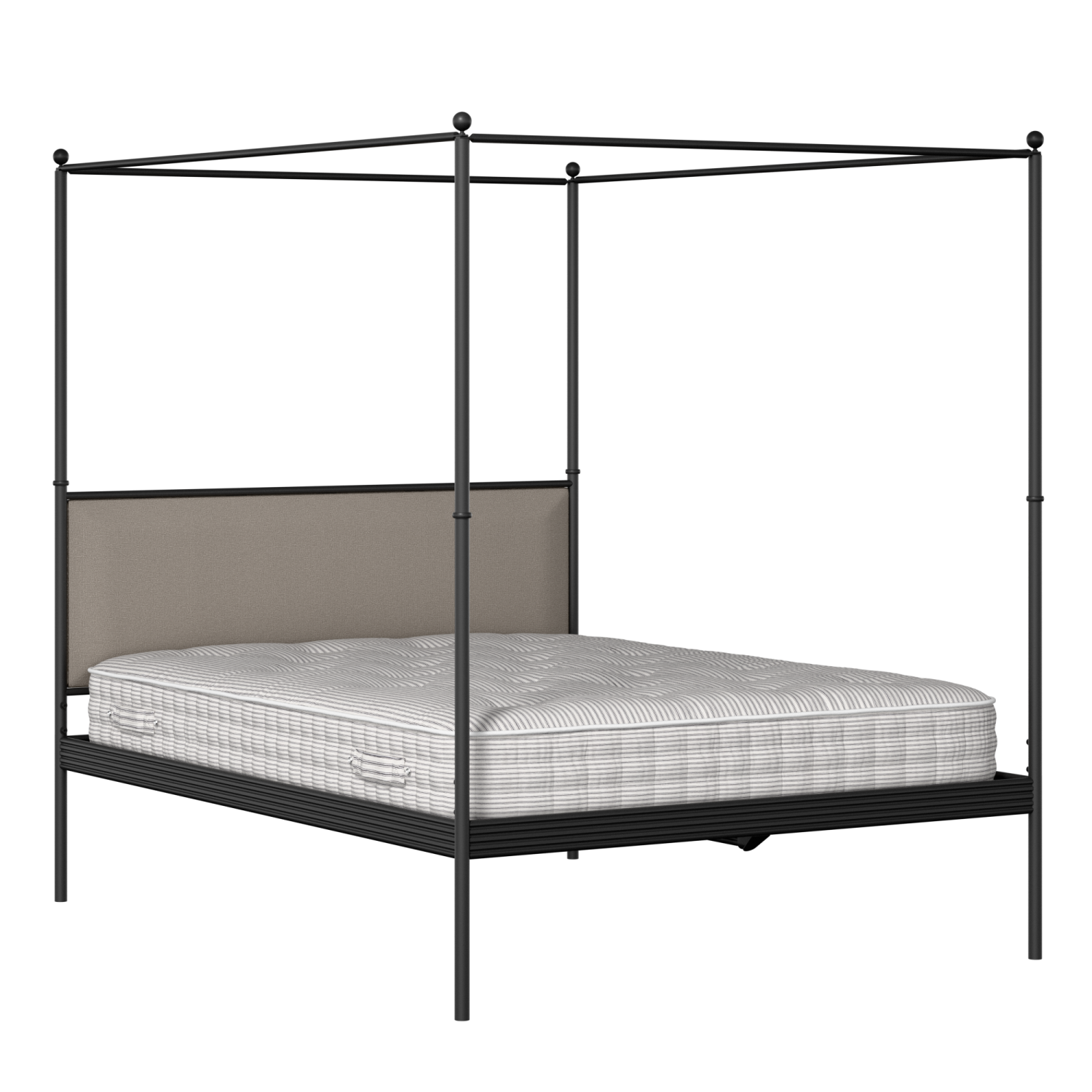 Vernon iron/metal bed in black with storm grey fabric